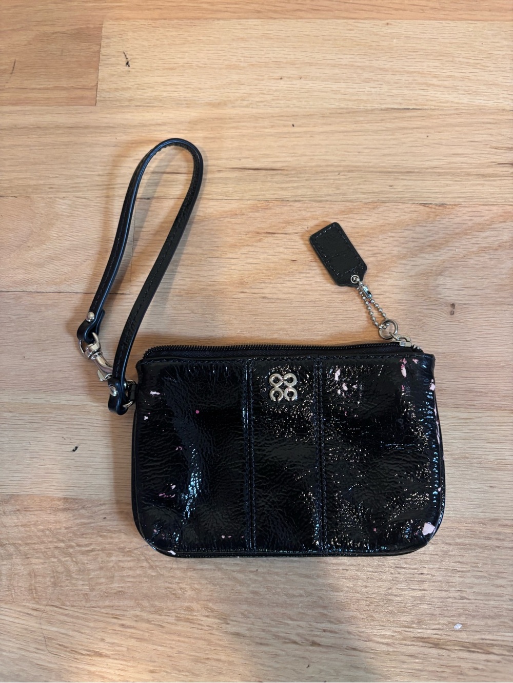 Coach black patent leather Julia wristlet
